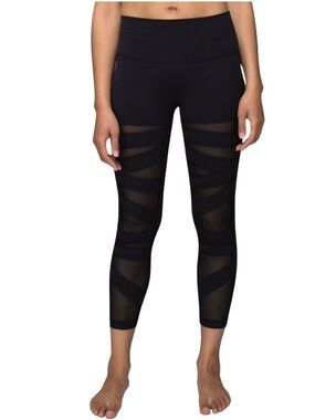 Lululemon High Times Tech Mesh 3/4 Leggings Black Sz 6 EUC Rare